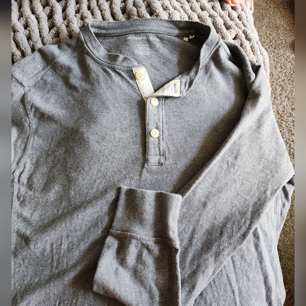 American Eagle 1/4 button LS shirt sz MTall